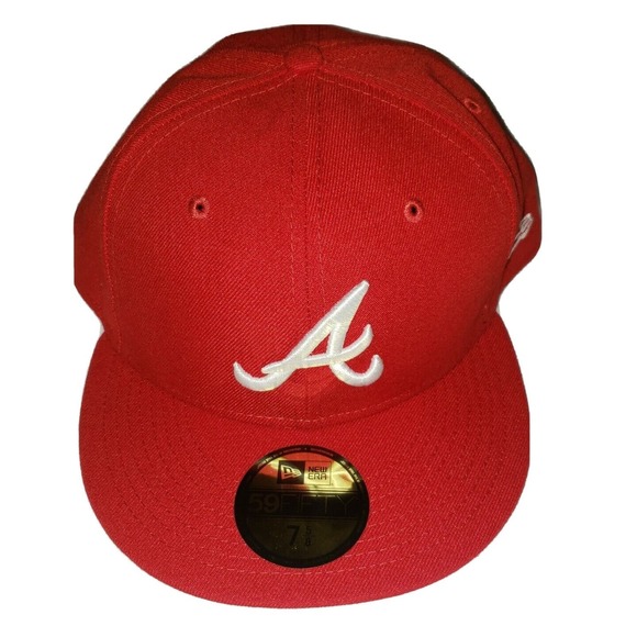 Men's New Era Red Atlanta Braves Fashion Color Basic 59FIFTY Fitted Hat 7 5/8 - Picture 1 of 7